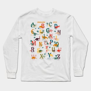 Dinosaurs A to Z- Rainbow Dinos Chart Long Sleeve T-Shirt